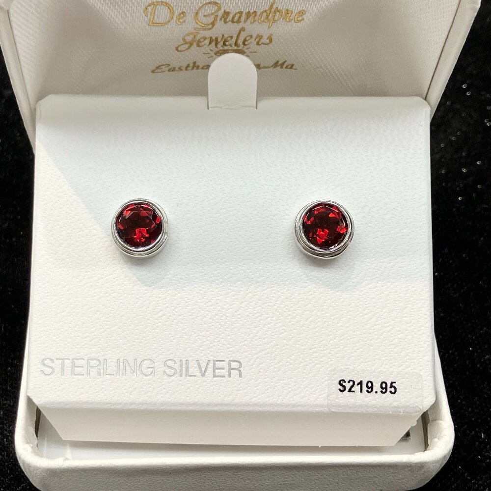 Garnet Silver Earrings